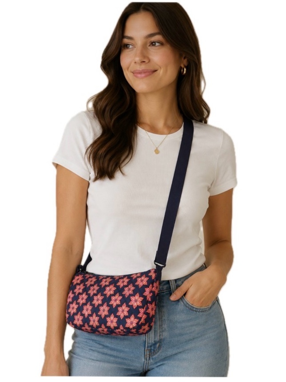 Vera Bradley, Nylon Crossbody Ultra Light Sling Floral Burst Pattern